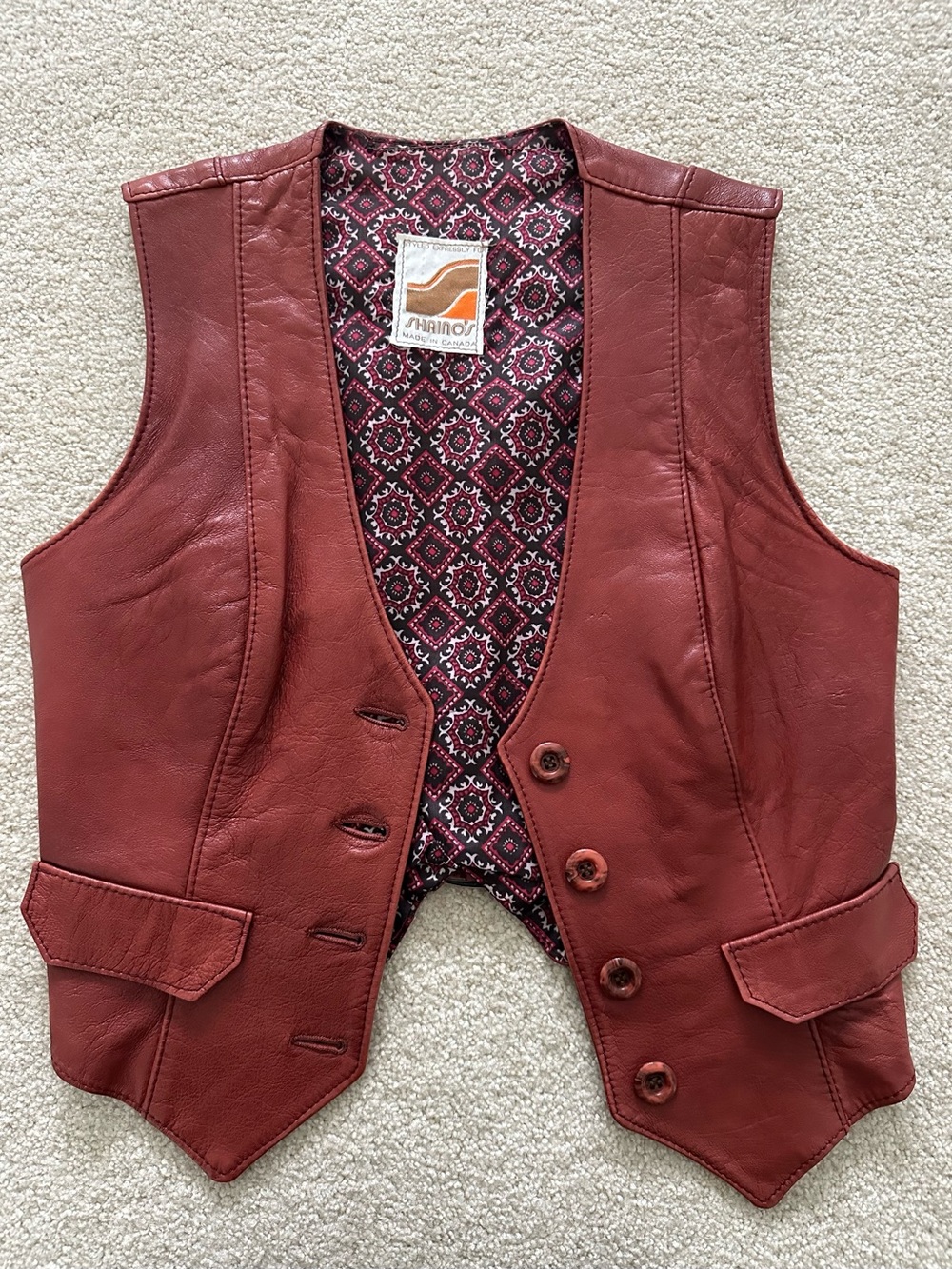 Vintage Burgundy Leather Vest